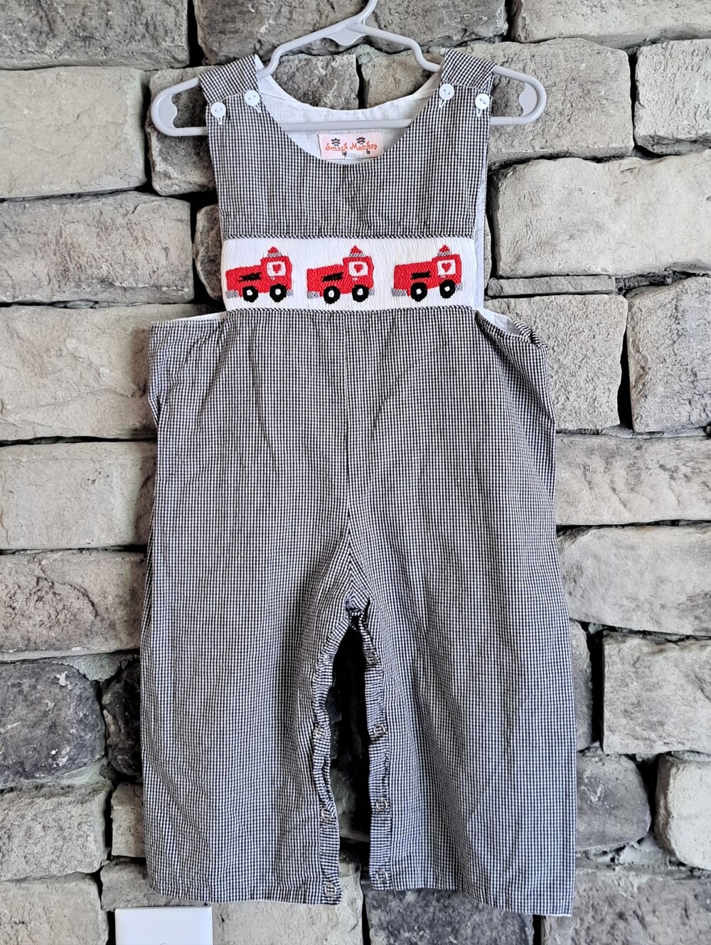 Smock Monkey Firetruck Smock 24M